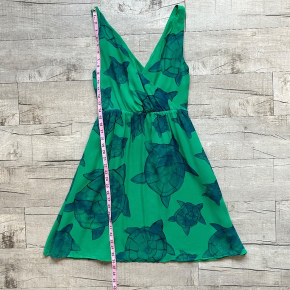 Anthropologie Moulinette Soeurs 100% Silk Green Turtle Indie Boho Dress 2 - Picture 5 of 12